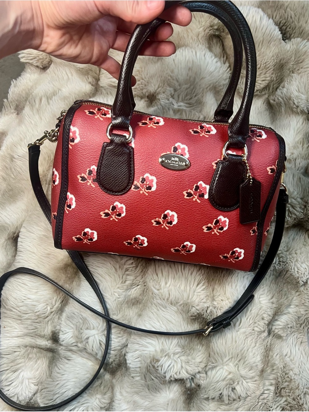 Coach F36203 Mini Bennett Satchel in Bramble Rose coated canvas (Retail $295)